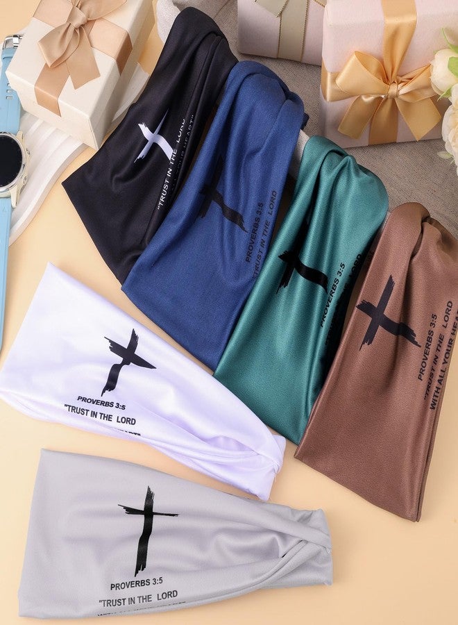 Joottuan 6 PCS Christian Headbands for Men Jesus Faith Cross Athletic Sweatbands Moisture Wicking Twist Knotted Criss Cross Hair Bands with Bible Verse Religious for Sports Workout Football Baseball (Set A) - Image 4